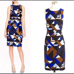 J.Crew Collection Silk Wool Cubist Geometric Sheath Dress